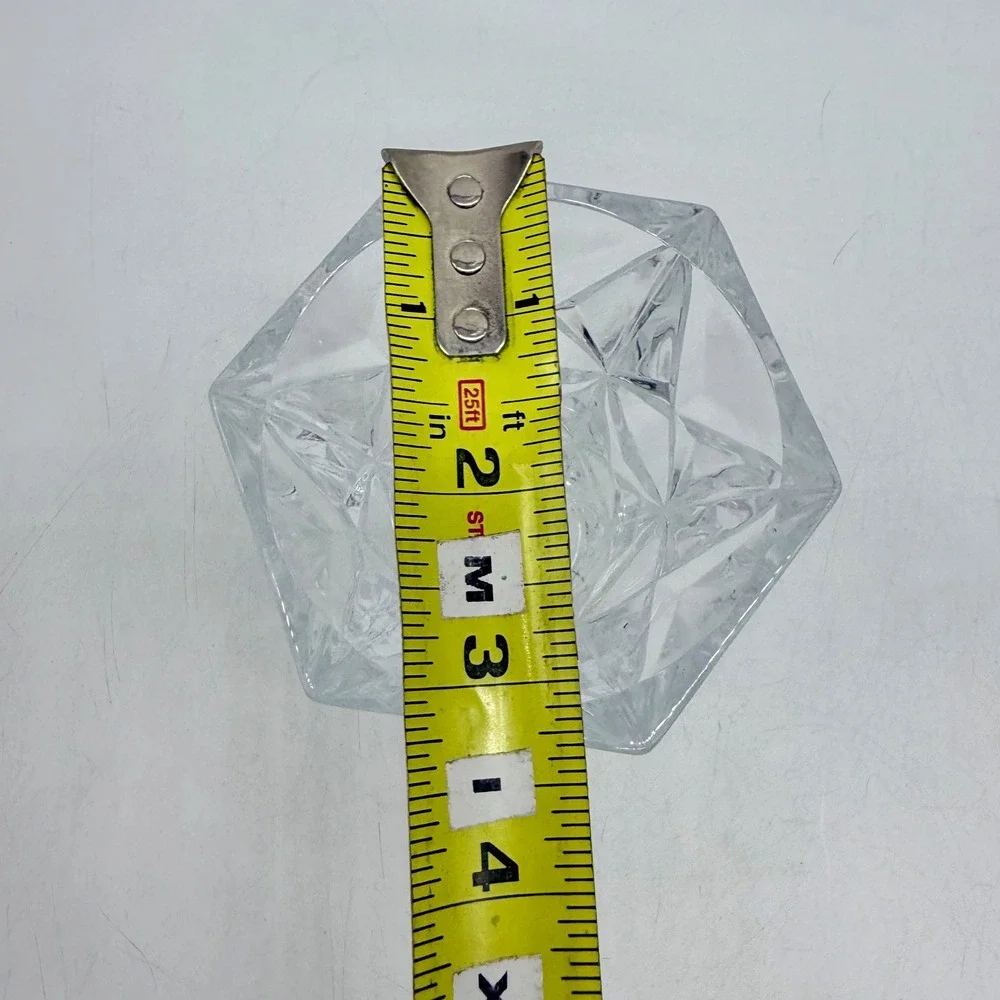Unbranded Geometric Diamond Cut Clear Glass Hexagon Flower Vase Excellent